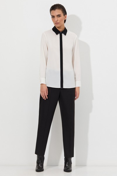 Блузка с контрастной отделкой VASSA&Co, пол женский, цвет белый, фото №2