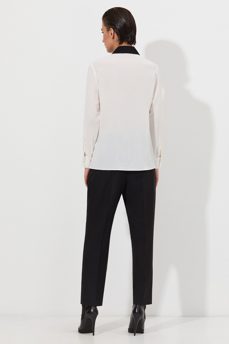 Блузка с контрастной отделкой VASSA&Co, пол женский, цвет белый, фото №4