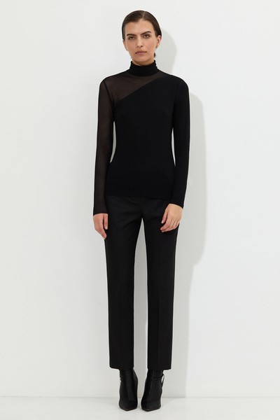 Блузка в черном цвете VASSA&Co, пол женский, цвет черный, фото №2