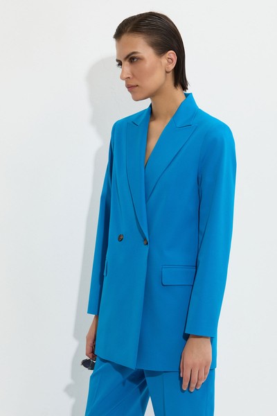 Двубортный жакет VASSA&Co, пол женский, цвет голубой, фото №4