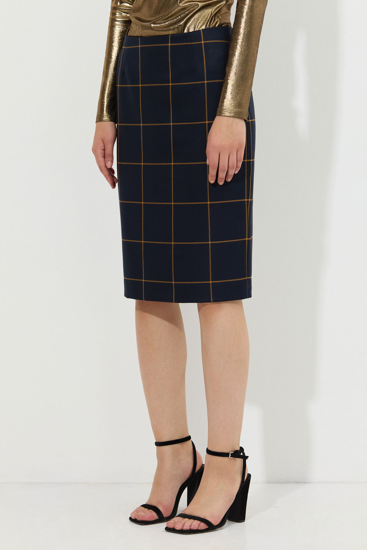 Юбка в клетку VASSA&Co, пол женский, цвет синий