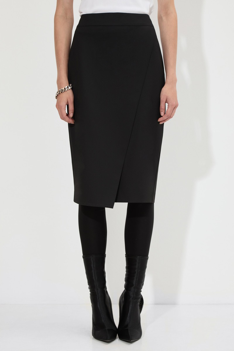 Юбка с имитацией запаха VASSA&Co, пол женский, цвет черный, фото №2