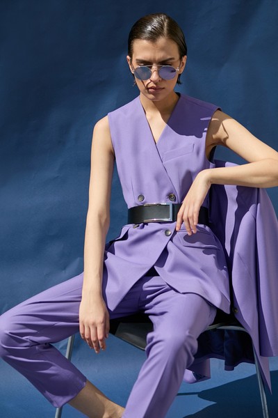 Двубортный жилет VASSA&Co, пол женский, цвет фиолетовый, фото №2