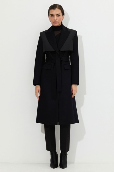 Пальто со съемной манишкой VASSA&Co, пол женский, цвет черный, фото №2