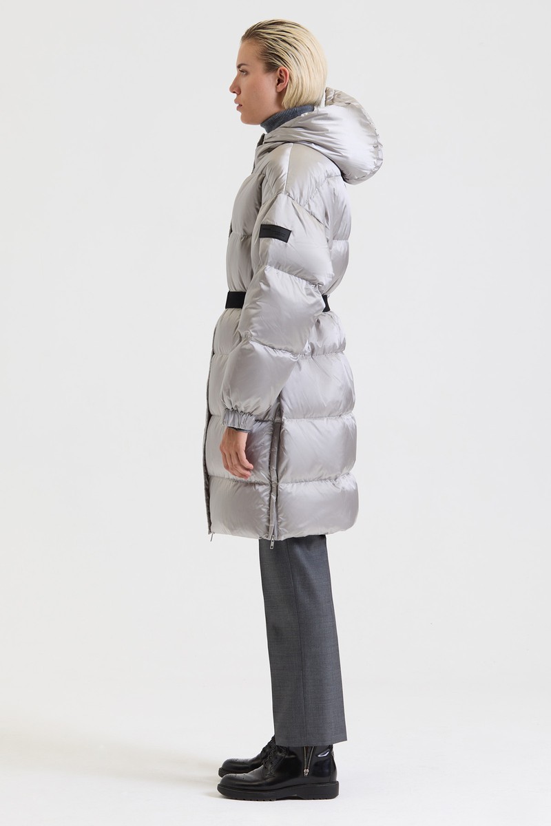 Пуховик с поясом VASSA&Co, пол женский, цвет серый, фото №3