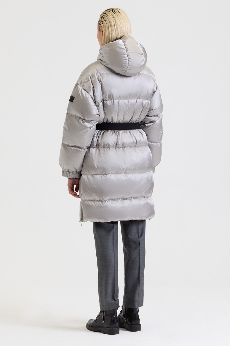 Пуховик с поясом VASSA&Co, пол женский, цвет серый, фото №4