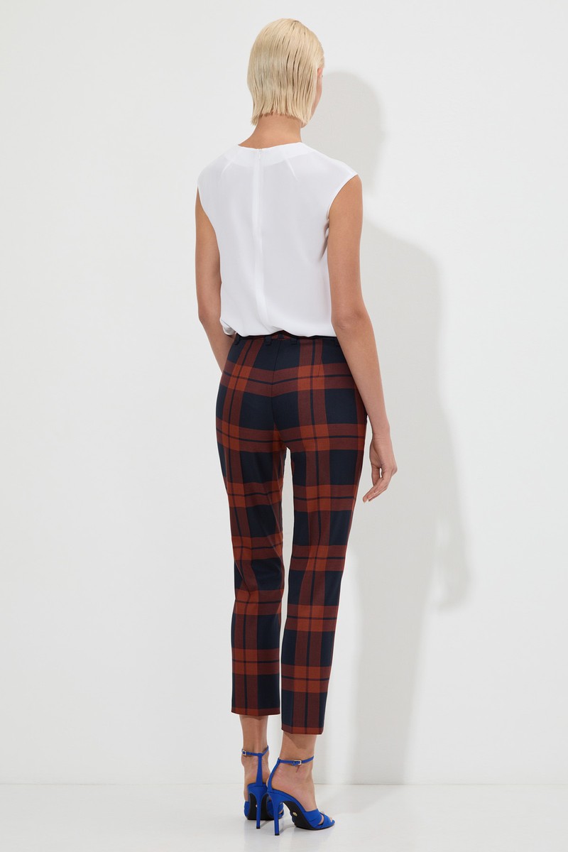 Брюки из клетчатой ткани VASSA&Co, пол женский, цвет красный, фото №5