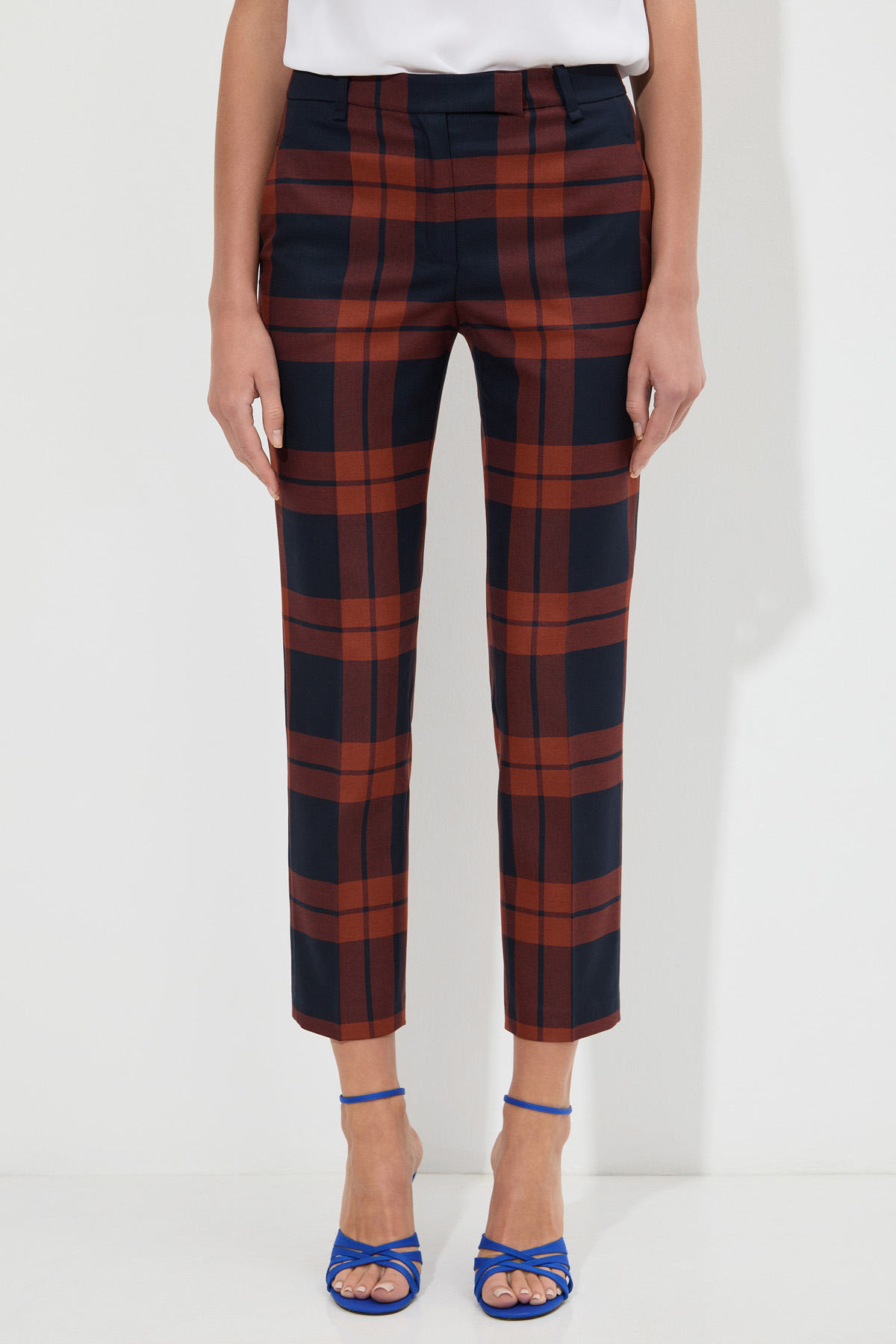 Брюки из клетчатой ткани VASSA&Co, пол женский, цвет красный