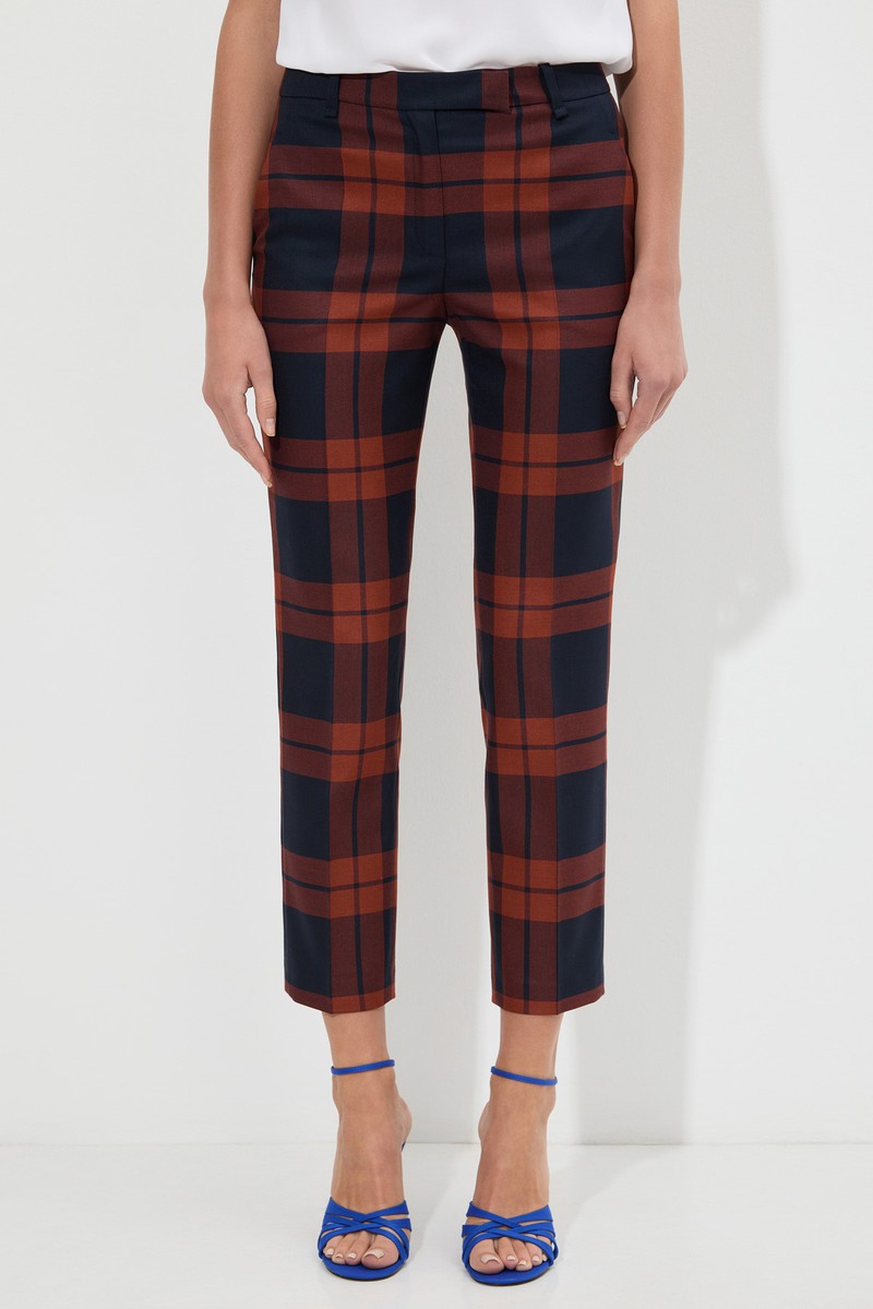 Брюки из клетчатой ткани VASSA&Co, пол женский, цвет красный, фото №4