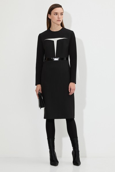 Платье с контрастной вставкой VASSA&Co, пол женский, цвет черный, фото №2
