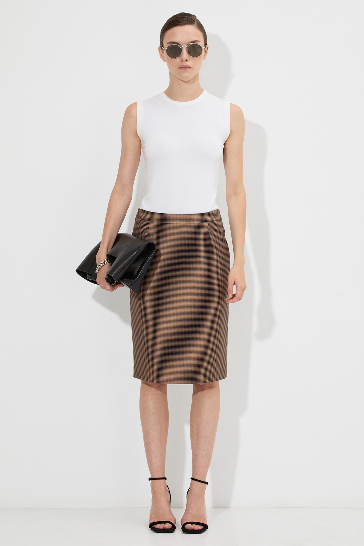 Юбка-карандаш VASSA&Co, пол женский, цвет коричневый