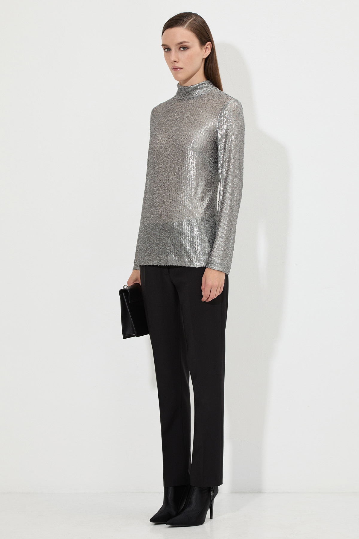 Блузка с пайетками VASSA&Co, пол женский, цвет серый, фото №3
