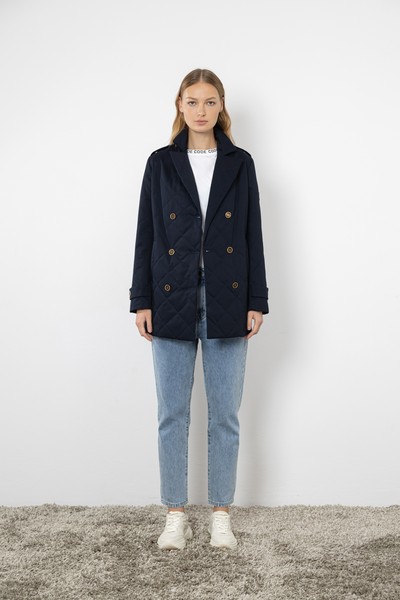 Стеганое пальто , пол женский, цвет синий, фото №2