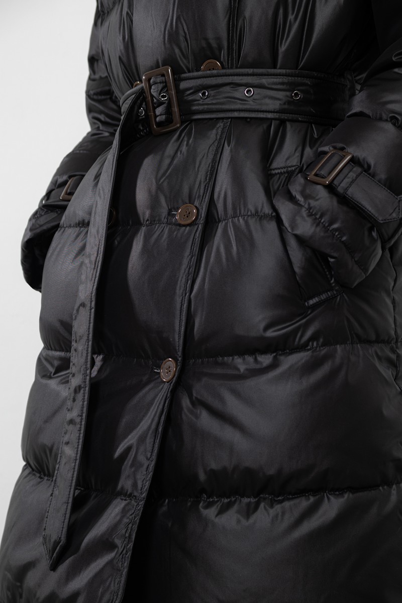 Пальто на молнии с капюшоном на кнопках VASSA CODE, пол женский, цвет черный, фото №7