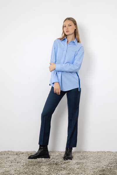 Рубашка VASSA CODE, пол женский, цвет голубой, фото №3