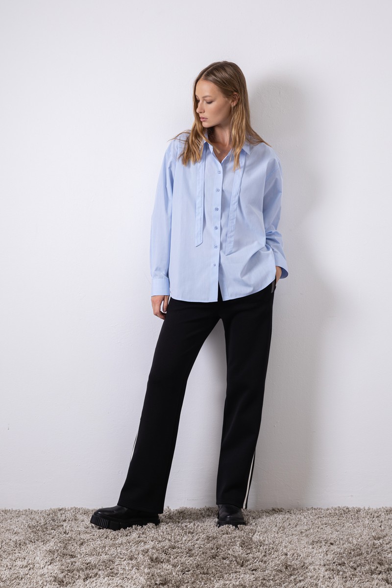 Брюки с контрастным элементом , пол женский, цвет черный, фото №2