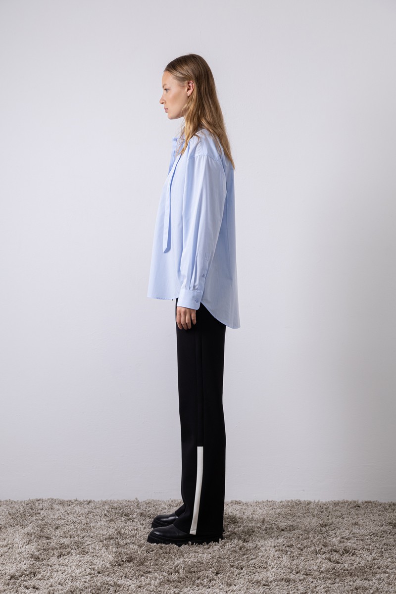 Брюки с контрастным элементом , пол женский, цвет черный, фото №3