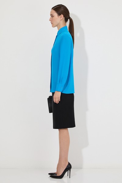 Блузка из 100% шелка VASSA&Co, пол женский, цвет синий, фото №2