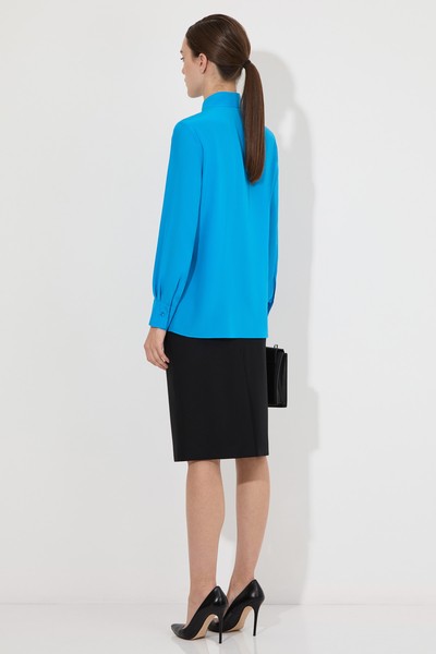 Блузка из 100% шелка VASSA&Co, пол женский, цвет синий, фото №4