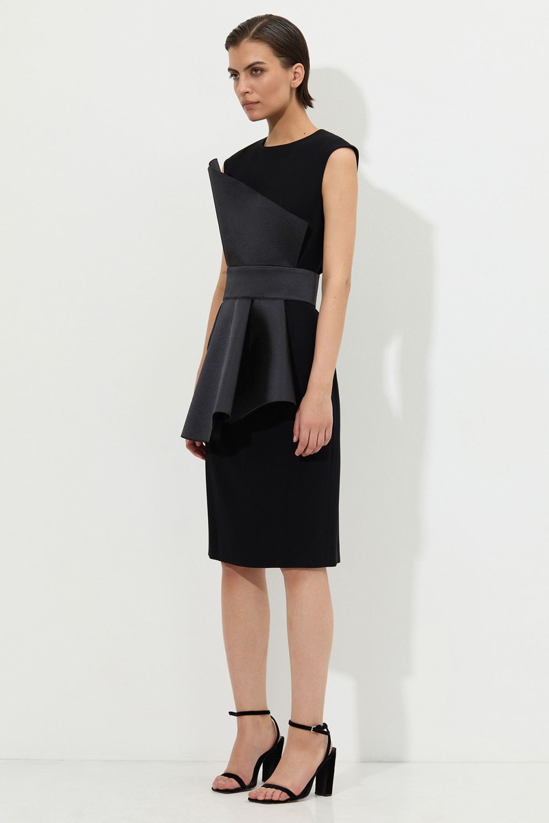 Платье со съемной атласной деталью VASSA&Co, пол женский, цвет черный, фото №3