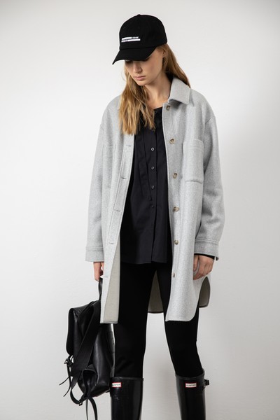 Рубашка из фланели на трикотажной подкладке VASSA CODE, пол женский, цвет серый, фото №2