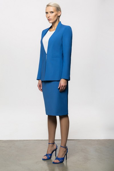 Дизайнерский приталенный жакет VASSA&Co, пол женский, цвет синий, фото №2