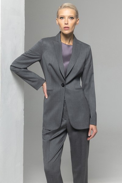 Жакет из шерсти VASSA&Co, пол женский, цвет серый, фото №5