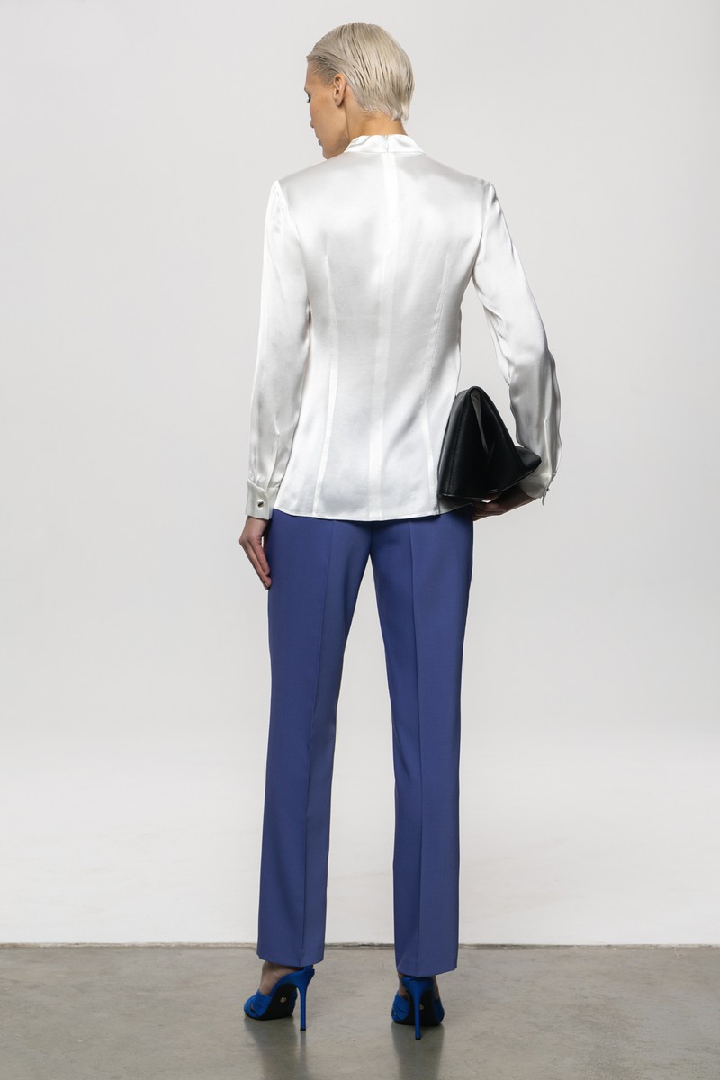 Блузка из 100% вискозы VASSA&Co, пол женский, цвет белый, фото №4