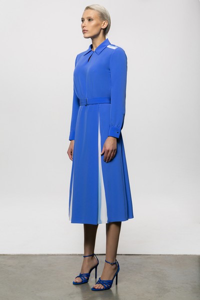 Платье A-силуэта с поясом VASSA&Co, пол женский, цвет голубой, фото №2