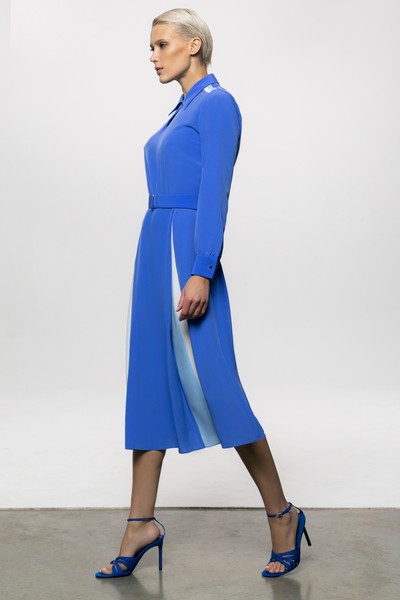 Платье A-силуэта с поясом VASSA&Co, пол женский, цвет голубой, фото №3