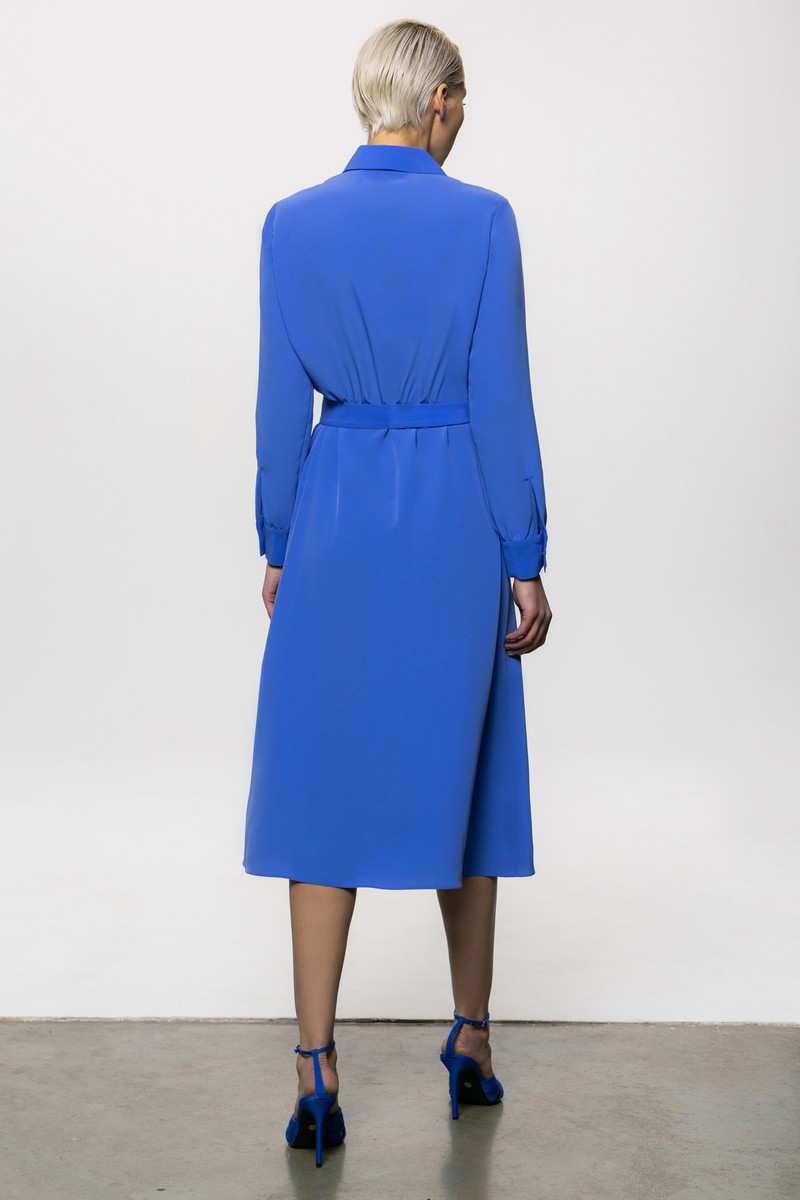 Платье A-силуэта с поясом VASSA&Co, пол female, цвет голубой, фото №4