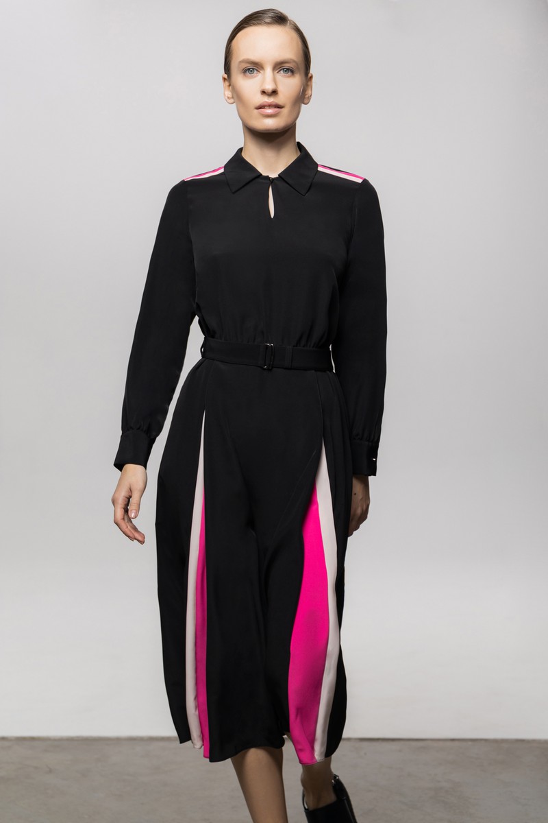 Платье A-силуэта с поясом VASSA&Co, пол женский, цвет черный, фото №4