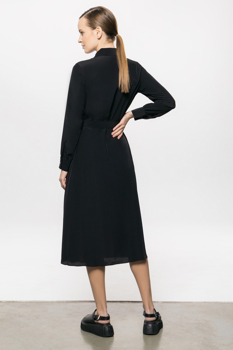 Платье A-силуэта с поясом VASSA&Co, пол женский, цвет черный, фото №5