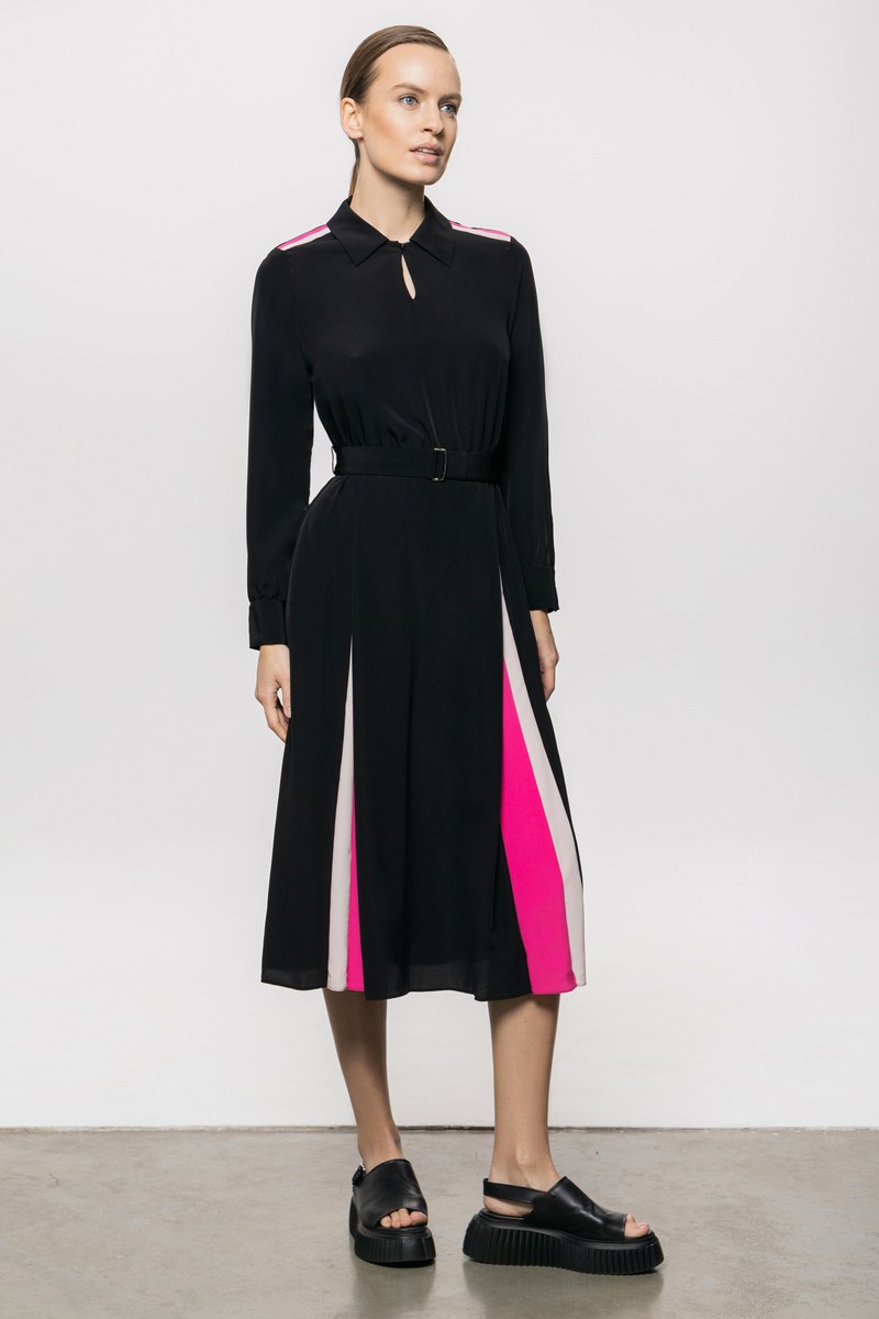Платье A-силуэта с поясом VASSA&Co, пол женский, цвет черный, фото №7