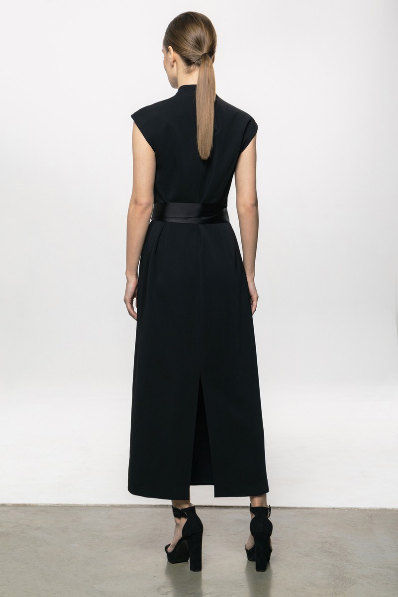 Платье на запах в стиле кимоно VASSA&Co, пол женский, цвет черный, фото №5