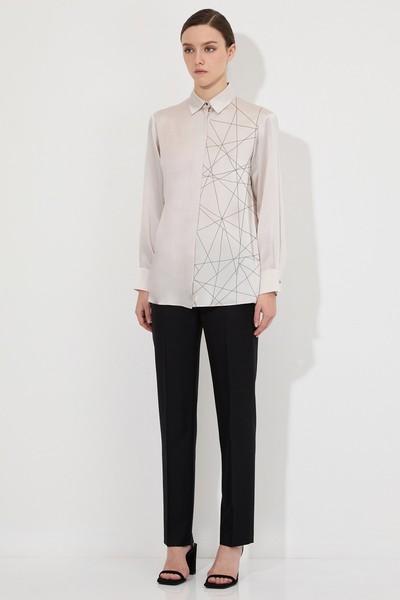 Блузка из 100% шелка , пол женский, цвет белый, фото №4