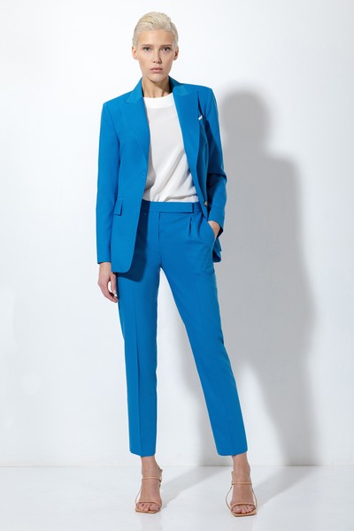 Приталенный жакет в бирюзовом цвете VASSA&Co, пол женский, цвет голубой, фото №3