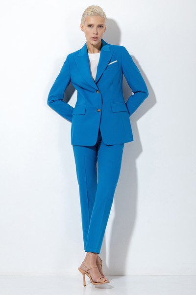 Приталенный жакет в бирюзовом цвете VASSA&Co, пол женский, цвет голубой, фото №2