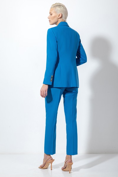 Приталенный жакет в бирюзовом цвете VASSA&Co, пол женский, цвет голубой, фото №4