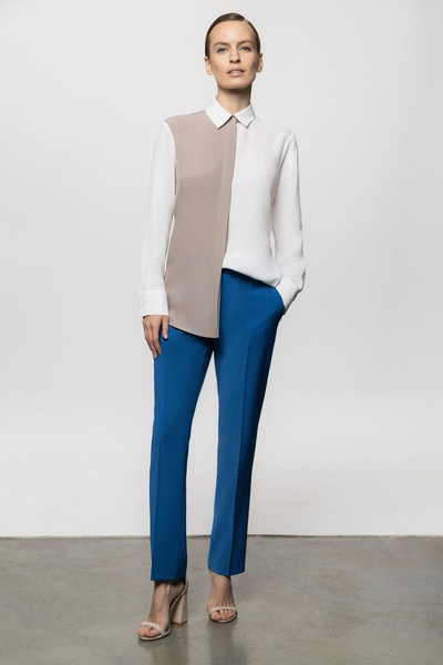 Двухцветная блузка VASSA&Co, пол женский, цвет бежевый, фото №2