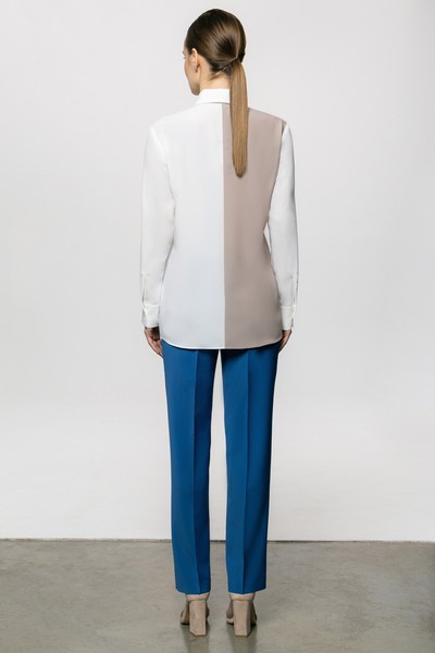 Двухцветная блузка VASSA&Co, пол женский, цвет бежевый, фото №3