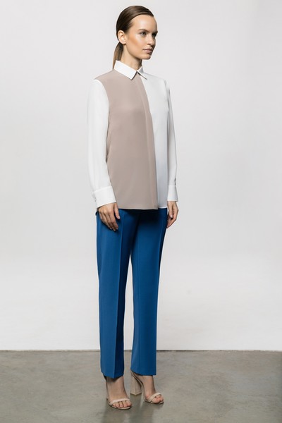 Двухцветная блузка VASSA&Co, пол женский, цвет бежевый, фото №4