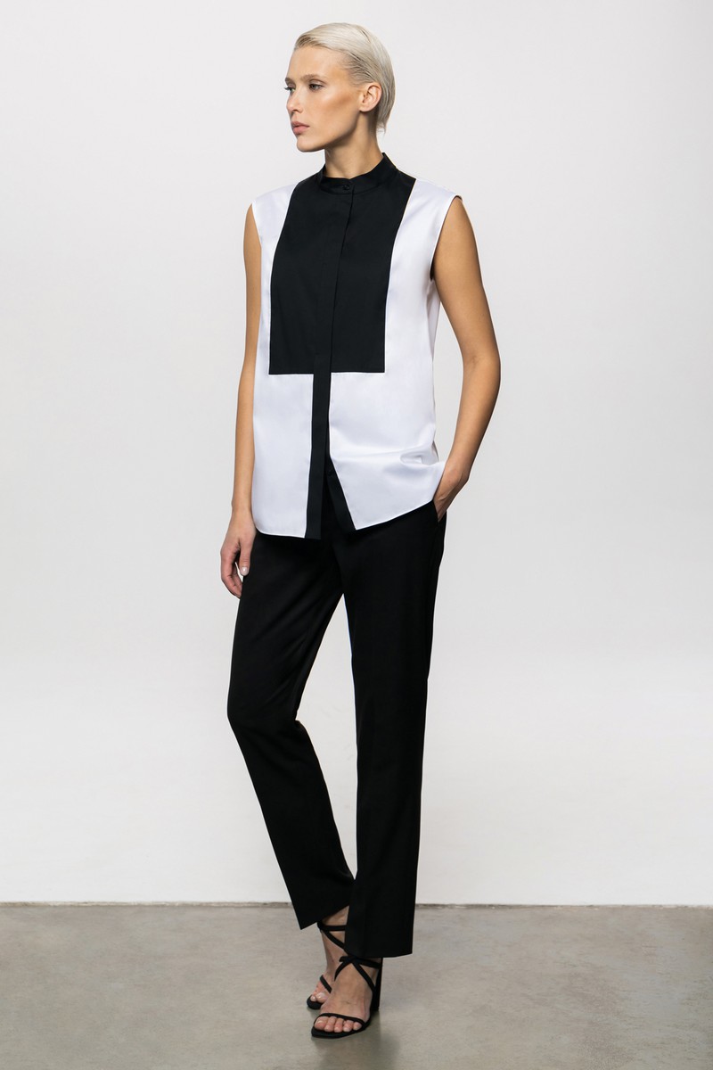 Блузка с контрастной вставкой VASSA&Co, пол женский, цвет белый, фото №2