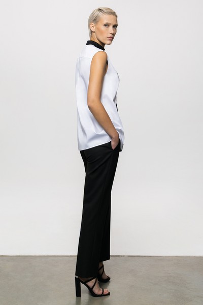 Блузка с контрастной вставкой VASSA&Co, пол female, цвет white, фото №3