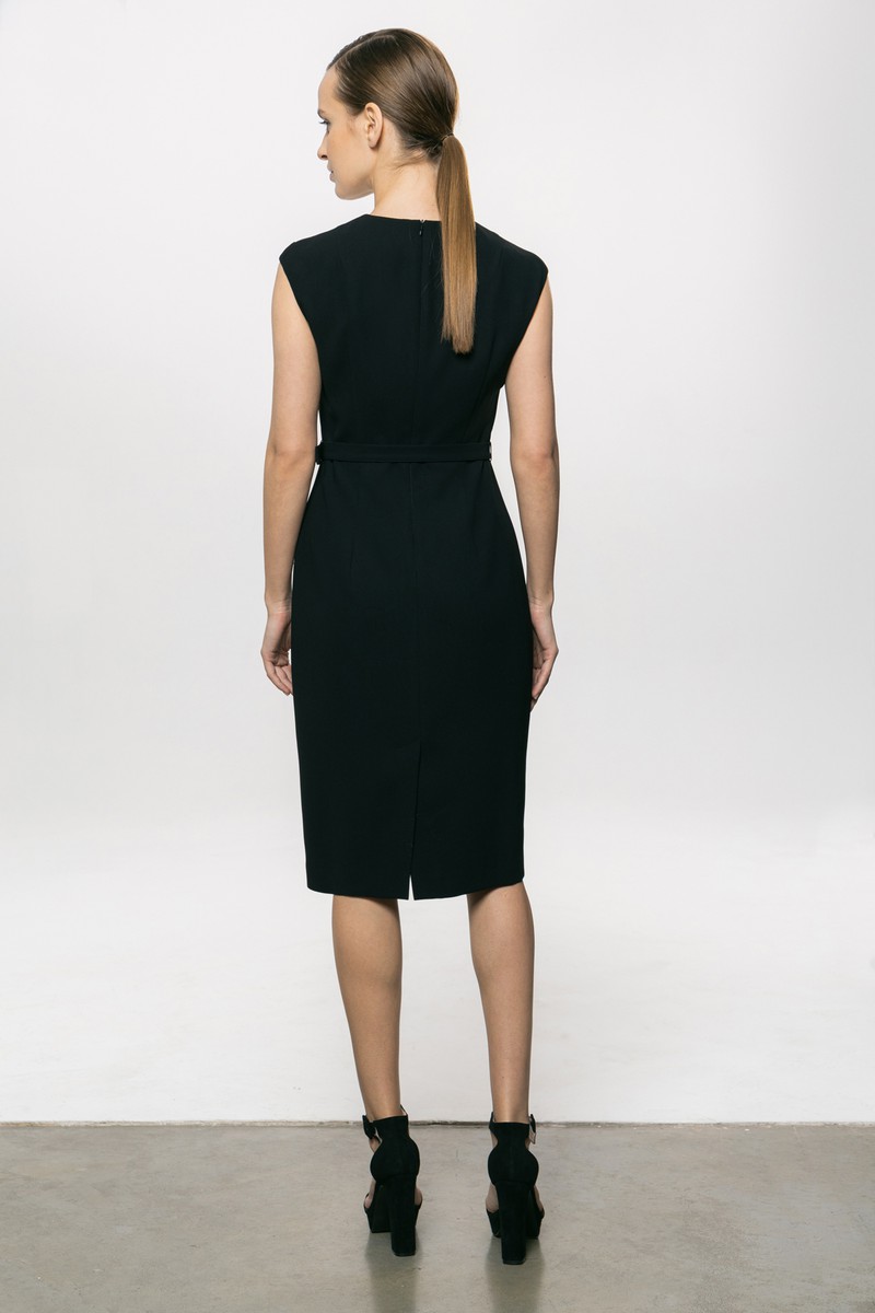 Платье-футляр с поясом VASSA&Co, пол женский, цвет черный, фото №5