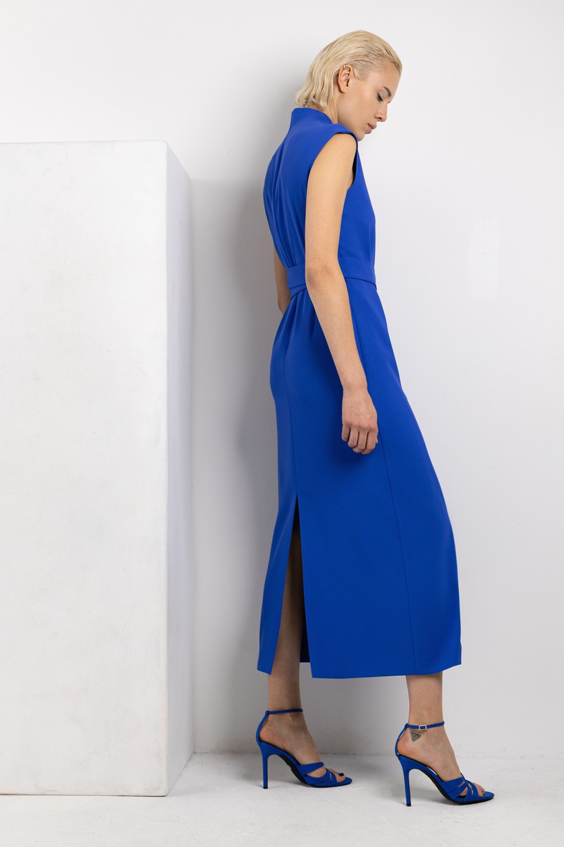 Платье на запах в длине миди VASSA&Co, пол female, цвет синий, фото №3