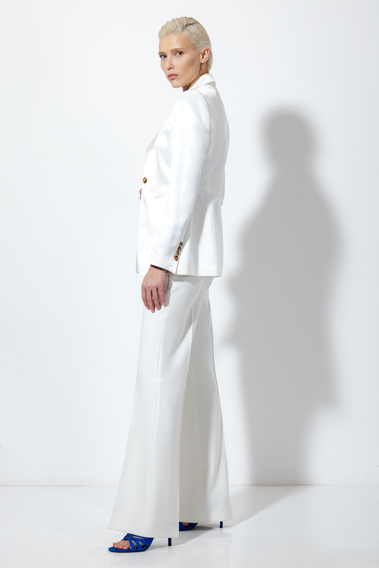 Жакет со льном и хлопком , пол женский, цвет белый, фото №4