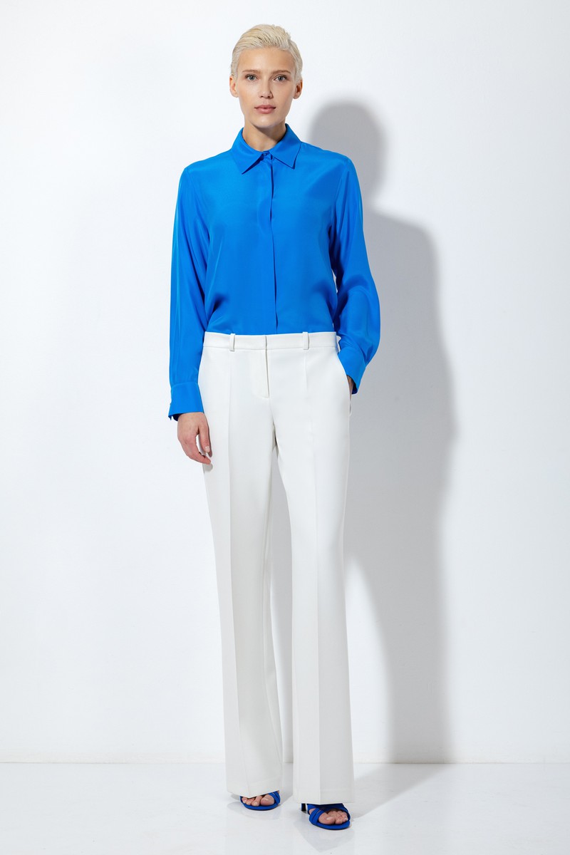 Блузка из шелка VASSA&Co, пол женский, цвет голубой, фото №2