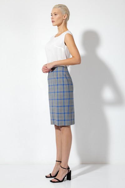 Прямая юбка в клетку VASSA&Co, пол женский, цвет синий, фото №2