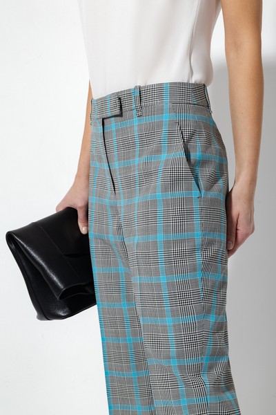 Прямые брюки в клетку VASSA&Co, пол женский, цвет голубой, фото №4